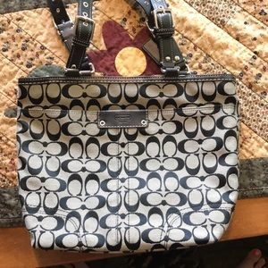 Coach bag dark tan ( almost looks gray )and black